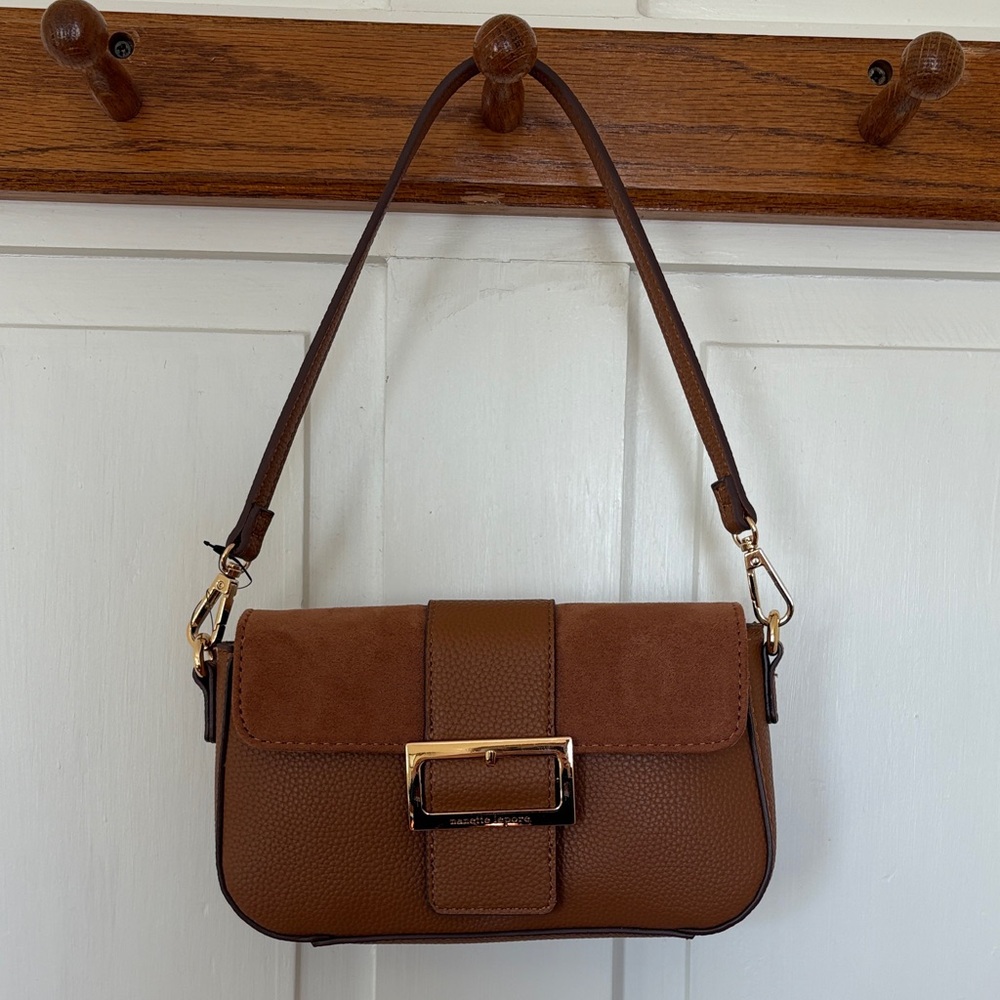 Classic Brown Shoulder Bag with Buckle Detail